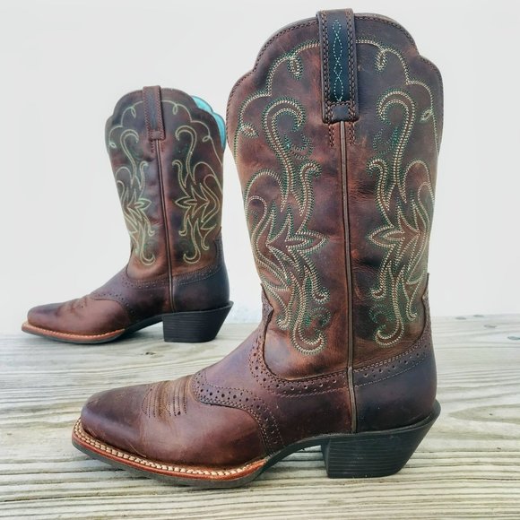 Ariat Shoes - Ariat Legend Scalloped Brogue Cowboy Western Boots Womens 6 B Leather 10001053